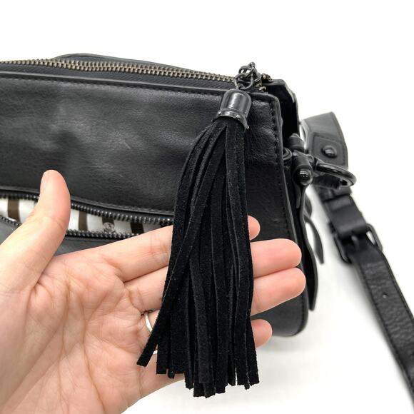 La Diva Crossbody Bag Purse Suede Leather Tasseled Boho Minimalist Grunge Gothic - Picture 7 of 16